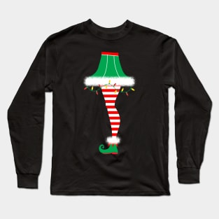 Retro Christmas Leg Lamp Elf Long Sleeve T-Shirt